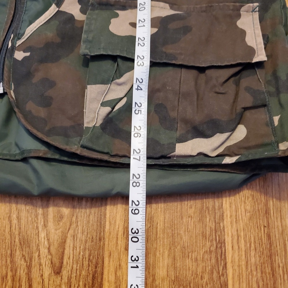Vintage Hunting Vest Men XL Green Camouflage Zip Game Bag Shell Loops Afield - Picture 8 of 8
